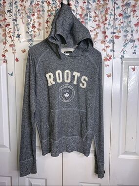 Roots Gray Hooded Sweatshirt with Cream Logo